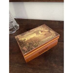 Vintage Cedar Box Jesus Great Smoky Mountains Gatlinburg Tennessee Hinged Lid